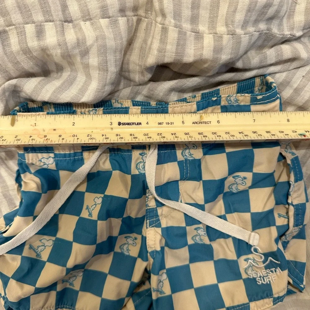 Blue and White Checkered Swim Shorts - Picture 4 of 6